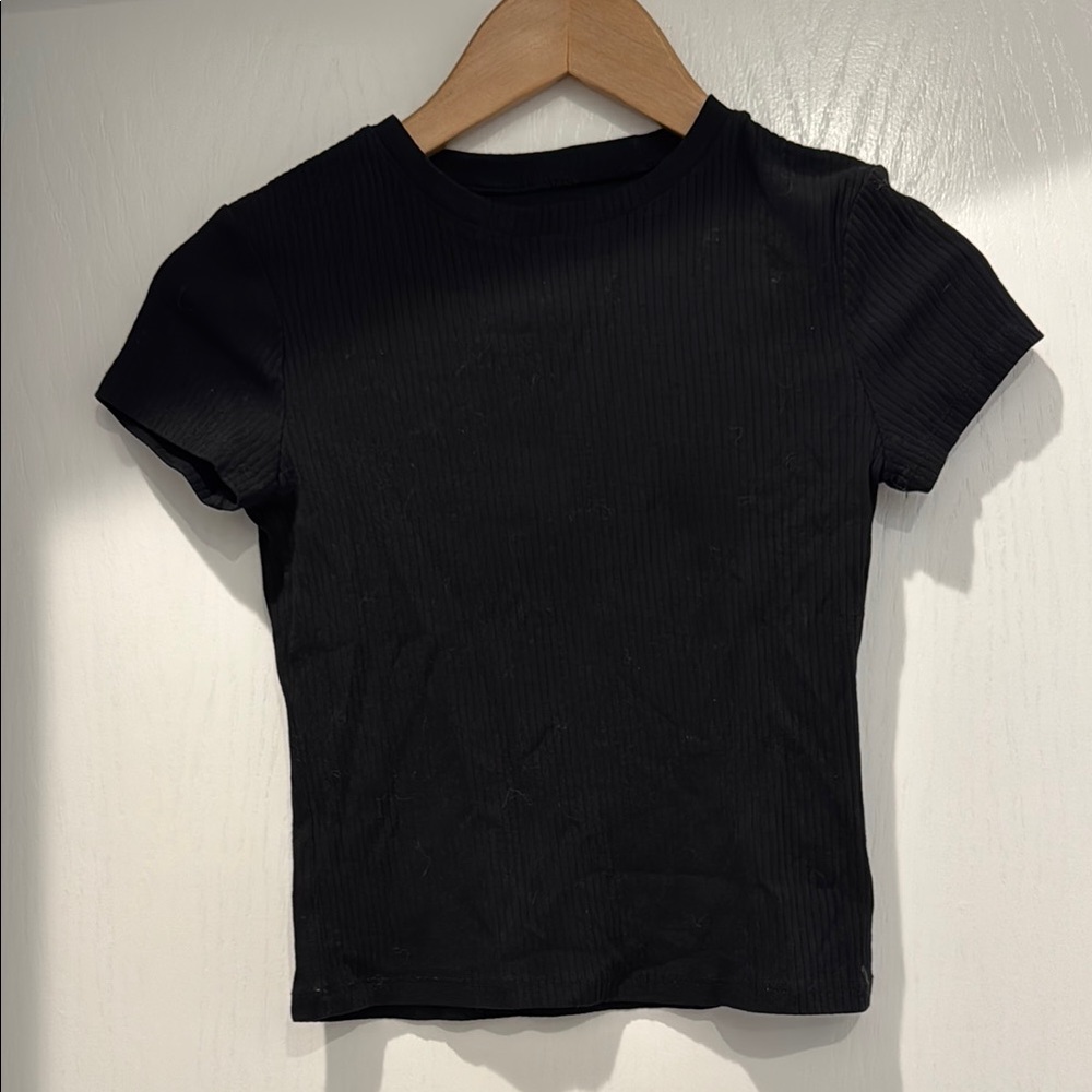 Classic Black Ribbed Women's Top